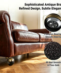 Rock Solid 2 Inch Ball Caster Wheels With Locking Brakes Heavy Duty Steel And Brass Finish Swivel Casters For Ottoman Cabinet Coffee Table Smooth As Silk Glide 4 Pack on a leather sofa.