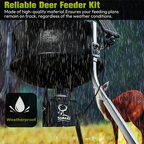 Zero Hassle 6V Digital Deer Feeder Kit With Beefy Motor And 8 Programmable Timers weatherproof metal feeder in rain