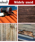 Collage showing applications of roofing materials, wood siding, and damaged shingles, labeled 'Widely used' for industrial purposes.