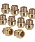 10 Pack Half Inch Push To Connect Brass Plumbing End Cap Fitting For Copper PEX CPVC PE-RT Pipes No Tools Needed Quick Install