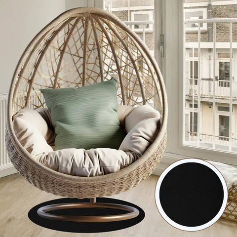Two Piece Non Slip Diatomite Recliner Floor Protectors for Hardwood Floors under rattan swivel chair in living room