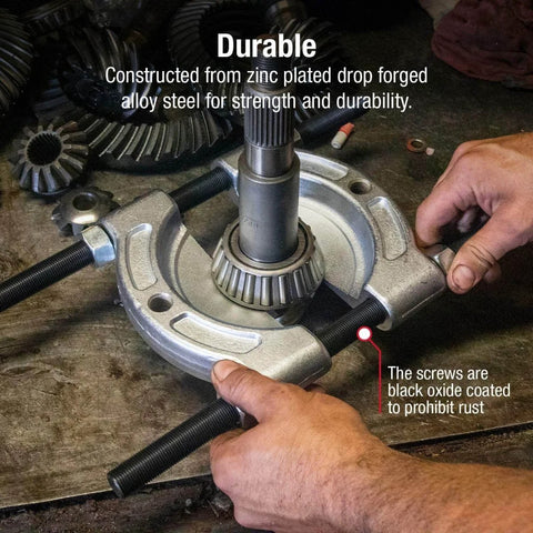 Bearing Splitter Kit For Gear And Bearing Removal, Half Inch To Nine Inch, in use for smooth extraction