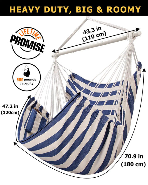 XXL Hammock Chair For Adults Large 70.9 By 47.2 Inch Swing Seat With 500 Lb Capacity Heavy Duty Steel Spreader Bar Extra Roomy