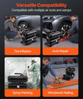 Heavy Duty Oil Free Air Compressor 4.6 Gallon Steel Tank 1 HP 120 Psi Max Ultra Quiet Portable Workhorse for tire inflation and auto repair.