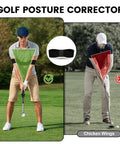 Golfer using Retractable Golf Swing Trainer With Arm Band, Instant Click Feedback For Precision, correcting posture