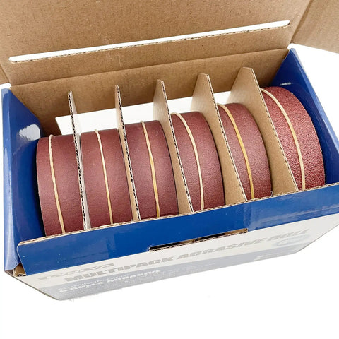 Assorted Sandpaper Rolls Kit 1 In X 19.7 Ft Emery Cloth Dispenser Pack Grits 80 150 240 320 400 600 Open Box