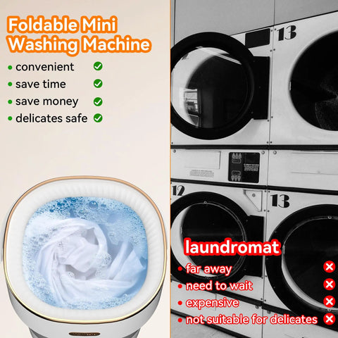 Image of Game Changing Portable Washing Machine That Doubles As A Folding Mini Washer with washing clothes in water.