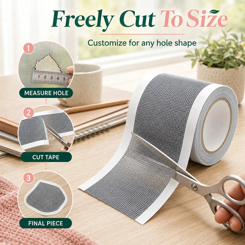 Cutting Heavy Duty Fiberglass Screen Repair Tape Patch 7cm by 5cm Self Adhesive Mesh Repair Kit for easy installation
