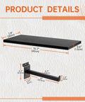 Six Shelf Wood Slatwall Shelves Kit With 12 Steel Brackets For Garage, Home Improvement And Retail Display, 15.8 W x 8 D x 0.6 H Inches Slat Wall Shelf Storage Solution dimensions detail