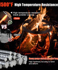 Beefy Campfire Tripod For Cooking Heavy Duty Outdoor Fire Pit Stand with high temperature resistance up to 1500°F over flames.