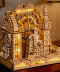 London Themed 3D Wooden Marble Run Puzzle for Adults, 431 Piece DIY Construction Kit With Movable Double Decker Bus And Big Ben, Brain Teaser Gift for Teens And Adults. Wooden London marble run with Big Ben tower and glowing gears