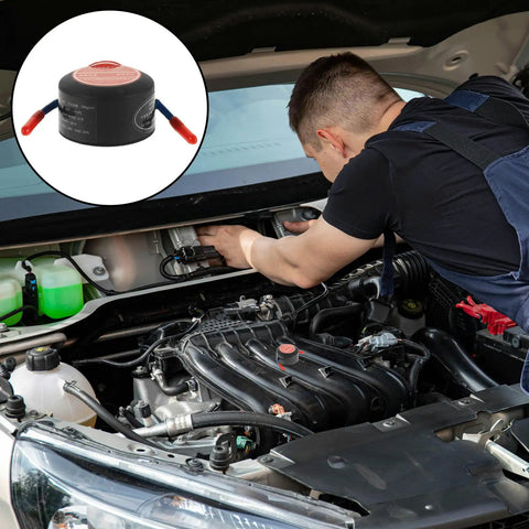 Mechanic installing Automatic Aerosol Fire Extinguisher 10g With Back Adhesive Mount For Vehicle Engine Bay Car Garage And Office Use