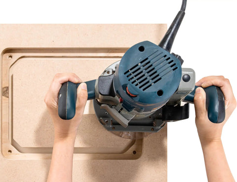 Router Table Insert Plate Template Kit With MDF Routing Template And Threaded Inserts Plus Router Bits for precise fits in use