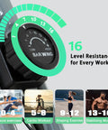 No Hassle Foldable Spin Bike For Home Gym Shredding Featuring whisper silent magnetic resistance dial showing 16 levels of resistance.