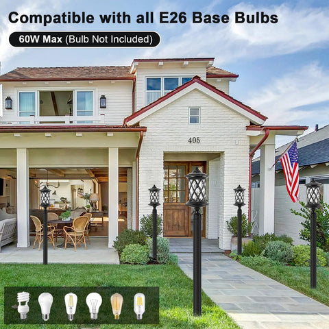 Old School Exterior Lamp Post Light With Water Glass Lampshade Outdoor Post Light Weatherproof in front of house