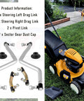 Adjustable LH/RH Steering Drag Link Set for Lawn Mower - Left and Right Drag Links, Pivot Link, Dust Cap - Compatible With Husqvarna Craftsman Poulan Pro Mowers - Replaces 436884 436885 436887 and 532436884 532436885 532436887, mower steering kit