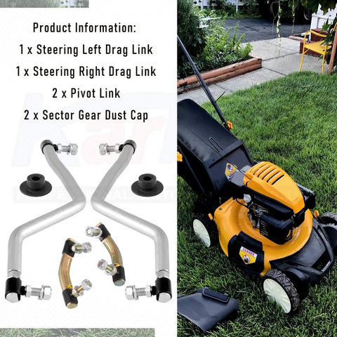 Adjustable LH/RH Steering Drag Link Set for Lawn Mower - Left and Right Drag Links, Pivot Link, Dust Cap - Compatible With Husqvarna Craftsman Poulan Pro Mowers - Replaces 436884 436885 436887 and 532436884 532436885 532436887, mower steering kit