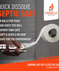 Fast Dissolving Two Ply RV Toilet Paper That Is Septic Tank Safe Made In USA Eight Roll Pack With Five Hundred Sheets Each