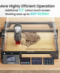 LONGER Ray5 5W laser engraver front view with 400x400mm work area and 3.5-inch color touchscreen