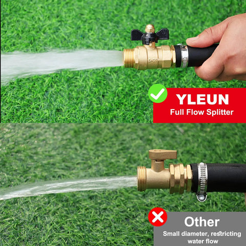 Full Port Brass Garden Hose Shut Off Valve With Butterfly Handle for Maximum Flow Three Quarter Inch GHT Threads installed on hose