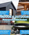 Flexible Rubber Waterproof Sealant That Flexes Through Cracks And Beats Wet Weather Fast Quick Drying Elastomeric Coating For Roofs Gutters And Foundations Tough Neutral Gray 53 Oz on various surfaces including metal and wood.
