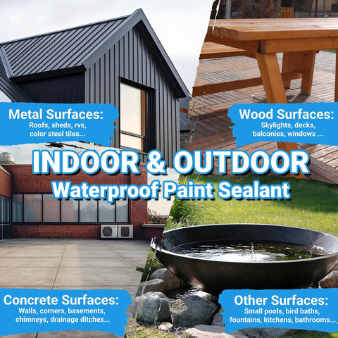 Flexible Rubber Waterproof Sealant That Flexes Through Cracks And Beats Wet Weather Fast Quick Drying Elastomeric Coating For Roofs Gutters And Foundations Tough Neutral Gray 53 Oz on various surfaces including metal and wood.