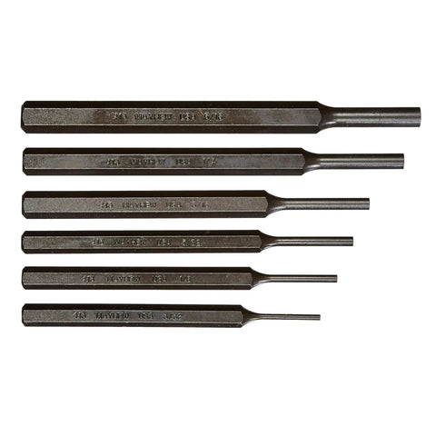 Knurled Pin Punch Kit Built For Heavy Duty Jobs, Heat Treated Steel With Hex Bolstered, Black Oxide Finish, Made In The USA