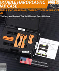 Universal Magnetic Base Scope Leveling Kit With No-Fuss Heavy-Duty Mounting System in hard case with tools visible