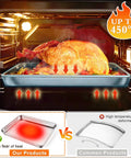 Heavy Duty Baking Sheet Set Of 3 For Home Bakers Commercial Grade Stainless Steel Cookie Sheets roasting turkey in oven