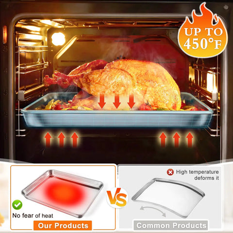 Heavy Duty Baking Sheet Set Of 3 For Home Bakers Commercial Grade Stainless Steel Cookie Sheets roasting turkey in oven