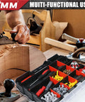Double Sided Tool Box Organizer With 34 Compartments And 24 Removable Dividers Red Tackle Box on woodworking bench