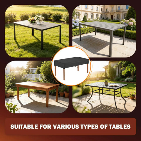 Heavy Duty Rectangular Outdoor Table Cover Waterproof UV Shield Windproof 60 Inch Long 38 Inch Wide Patio Table Protector For Outdoor Furniture Fits Tables Up To 60 Inches