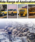 Two-piece thread adapters with rubber washers for 1/2-28 to 3/4-16, automotive background engine gears and yellow cars.