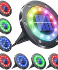 Solar Ground Lights Outdoor With 12 LEDs Auto Changing Multi Color Cool Glow Garden Pathway Lights Waterproof Yard Decor For Halloween And Parties Easy Install 8 Pack