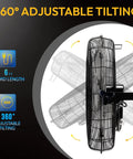 Side view of High Velocity 20 Inch Industrial Wall Fan With 4750 CFM, 3 Speed Settings, 6 Ft Power Cord, UL Listed for workshops.