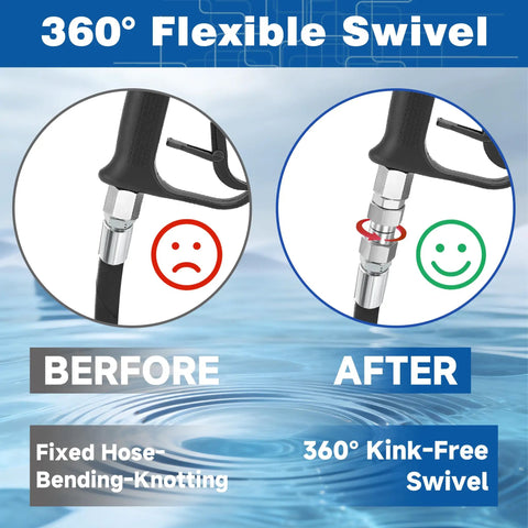 Quarter Inch NPT Pressure Washer Swivel Fitting With 360 Degree Rotation For Anti Twist And Kink Free Hose Connection close-up before after