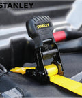 1 Inch By 10 Foot Ratchet Tie Down Straps Set With Padded Ergonomic Handle Black And Yellow 500 Lbs Safe Working Load And 1500 Lbs Break Strength Quick Grab Ratchet With Slip Free Grip 8 Pack on vehicle seat
