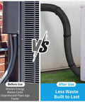 Comparison of uncovered HVAC lines with aging vs. Weatherproof Copper Pipe Insulation Cover For Outdoor HVAC Line Sets 72x10.2 Inches.