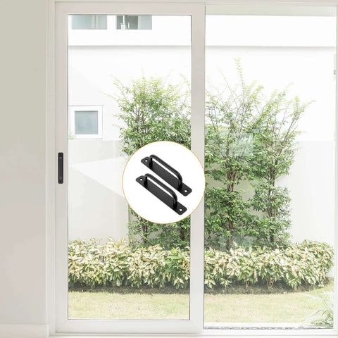 4 Pack Black Aluminum Alloy 5 Inch Hole Center Gate Handles For Sliding Barn Doors And Bifold Closet Doors With Plate Includes 8 Screws Durable Door Pull Handles For Pocket Doors Heavy Duty Construction