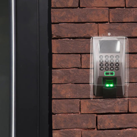Weatherproof Doorbell Cover With Easy Install Rain Guard Built To Last Tough As Nails Heavy Duty Tempered Plastic Shield For Outdoor Industrial Entrances Protects Doorbell Electronics And Keypad From Rain And Sun clear cover on wall keypad