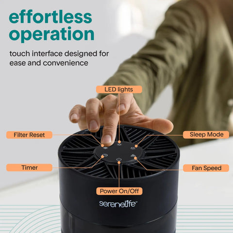 Compact Portable Air Purifier For Home Offices And Bedrooms, Lowkey Quiet HEPA Filter Cleaner With Chill Mode Timer And Pleasant Aroma Tray For Fresh Living Space Vibes Featuring Reliable Filtration And Easy Filter Reminders In Matte Black