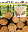 Painted Solid Wood Board featuring high temperature resistance and waterproof properties, shown against log background.
