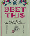 Cover of 'Unofficial Schrute Farms Beet Cookbook' with beet illustrations and rustic farmhouse theme.