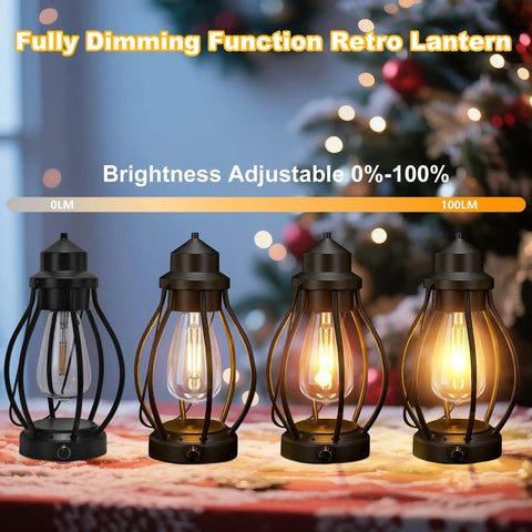 Two Pack Rechargeable Camping Lanterns Battery Operated Hanging Lights For Indoor Outdoor Use USB C Charge With 6 Hour Timer Dimmable Edison Bulb Waterproof Design Ideal