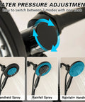 Matte Black Three Handle Shower Faucet Set With Long Tub Spout Perfect For Bathtub Shower Combo highlighting spray modes