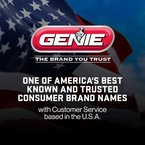 Genie brand logo with American flag and slogan "One of America's Best Known and Trusted Consumer Brand Names"