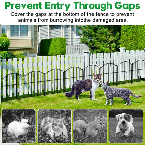 Arched Rustproof Metal Fence For Dogs And Rabbits No Dig Barrier For Flower Beds And Gardens installed in backyard