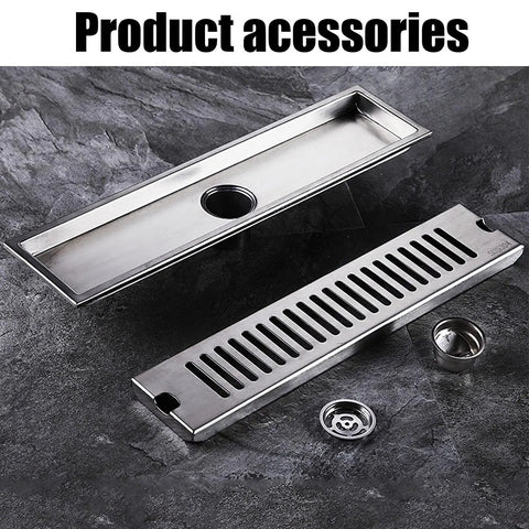 Slick Linear Shower Floor Drain With Hair Strainer For No Sweat Bathroom Water Flow Crafted From Heavy Duty 304 Stainless Steel accessories