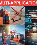 Ratchet Load Binder 5/16 To 3/8 Inch With 2 Grab Hooks, 5400 Lb Load Capacity, Works With 5/16 G70 Or 3/8 G43 Chain, red on container ship