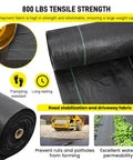 Heavy Duty 5 Oz Landscape Fabric 13x115 Ft Driveway And Weed Barrier for Erosion Control French Drain, roll on display